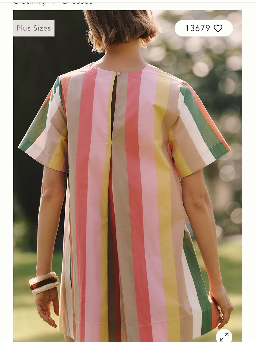 Anthropologie Maeve Pink and Green Striped Swing Top - Picture 7 of 9
